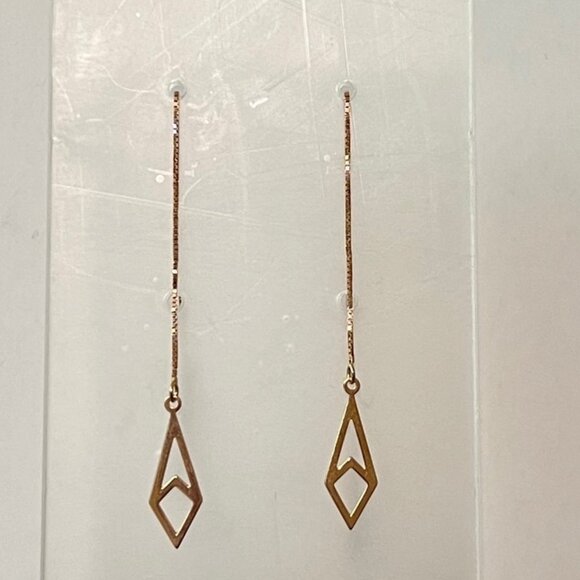 Rose gold threader dangle drop earrings 14KT EUC/rarely worn - Picture 6 of 7